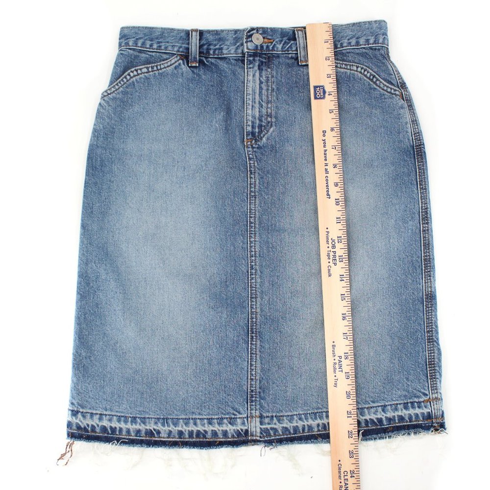 Vintage GAP Denim Skirt Light Wash Raw Hem Western Stitch 100% Cotton No Stretch - Picture 11 of 11